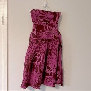 MARIMEKKO Abstract Floral Print Strapless Dress